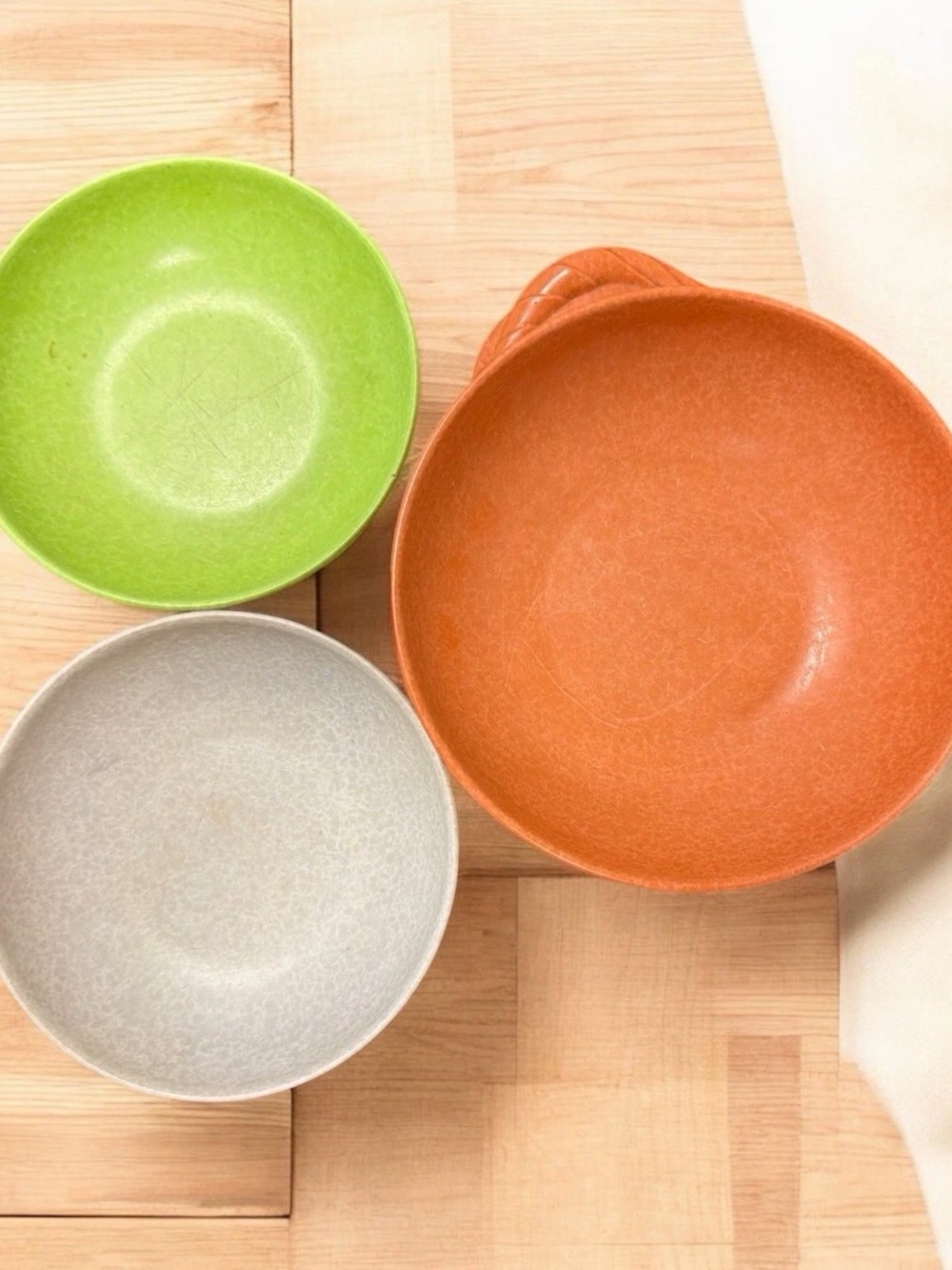 Branchell Melamine Bowls 2 Orange, Green & Gray Pack of 4